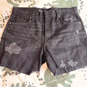 Like New - Old Navy Black High-Rise Distressed Raw Hem Denim Shorts